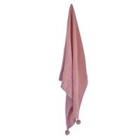Knitted Pom Pom Baby Blanket - Dusty Pink 2