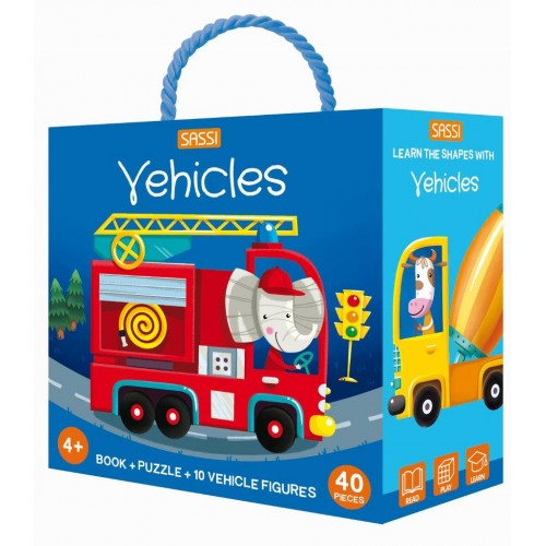 Learn the Shapes with Vehicle 3D Sassi Puzzle and Book Set 40 pcs