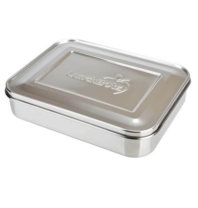 LunchBots Stainless Steel Lunch Box Bento Cinco Stainless Steel Lid