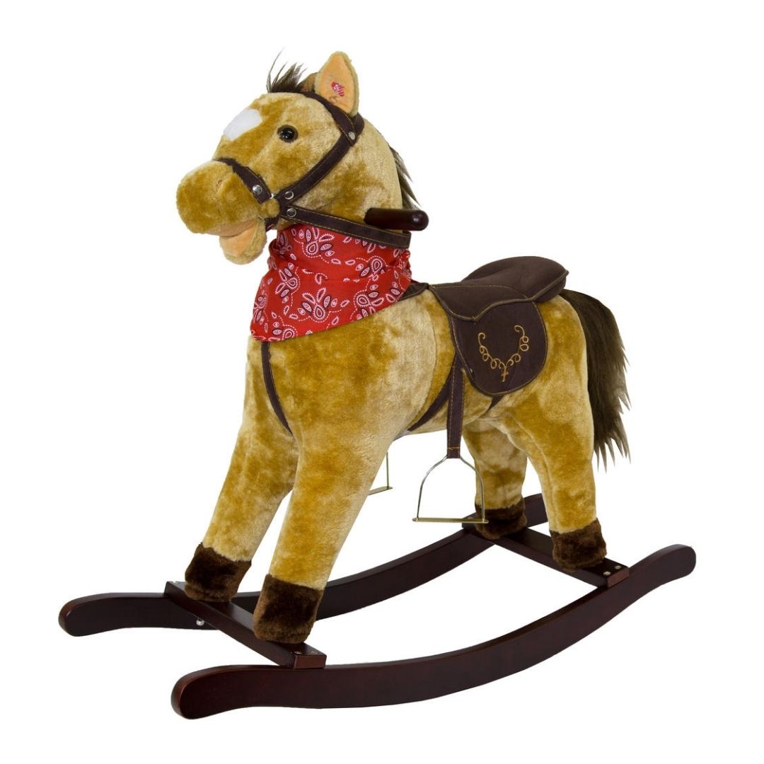 Luxury Rocking Horse Tan with Sound and Wiggly Tail