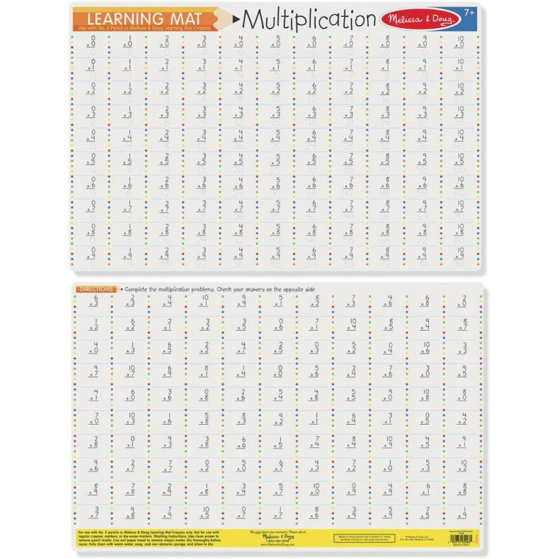 Melissa & Doug Double-Sided Multiplication Write-A-Mat