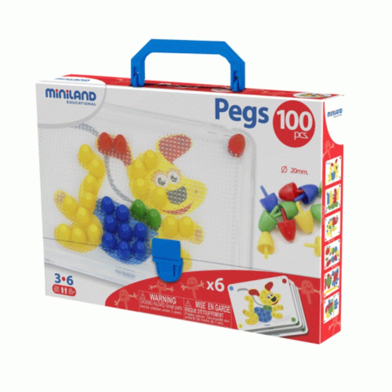 Miniland Pegs Suitcase 100pcs 20mm| Educational Toys