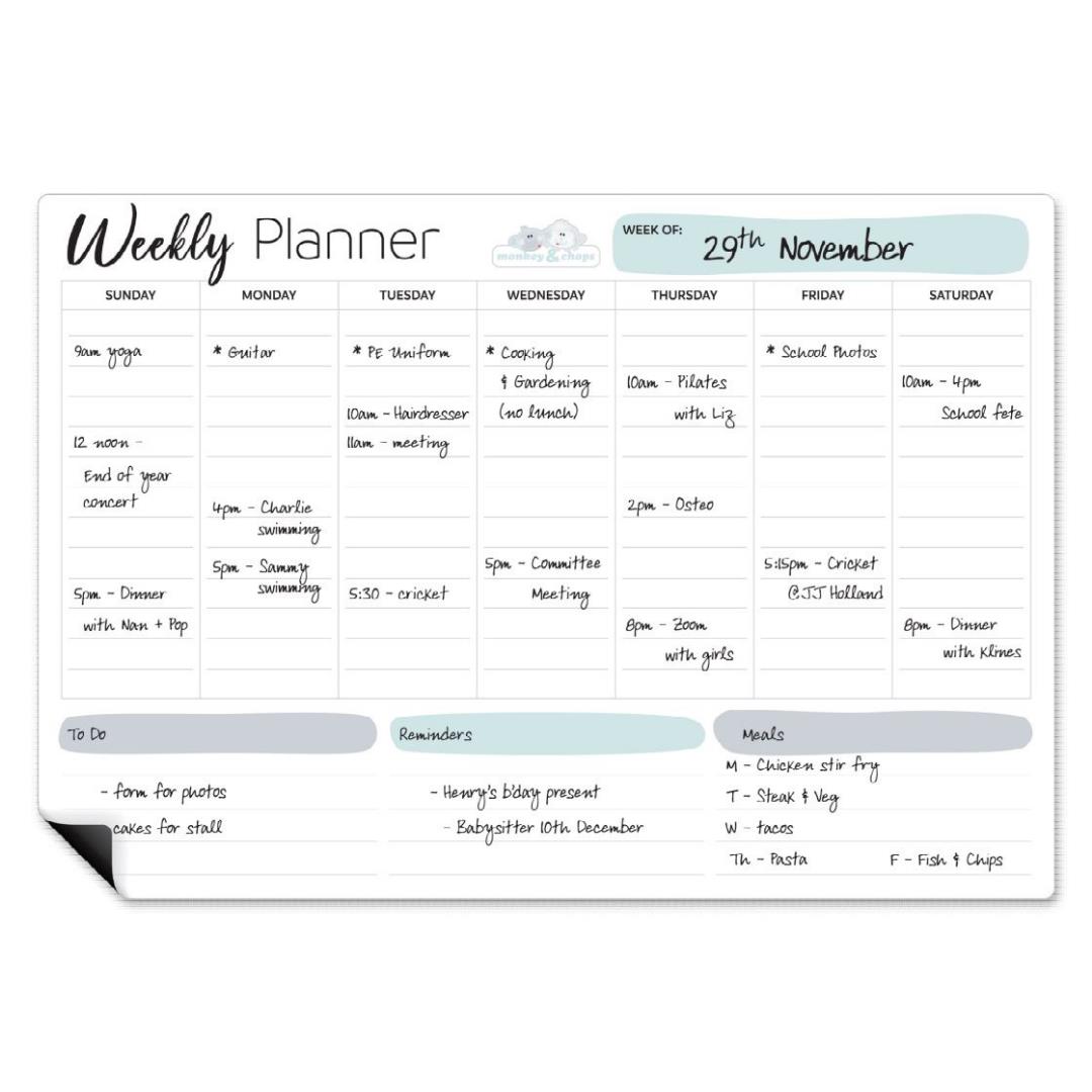 Monkey & Chops Weekly Planner