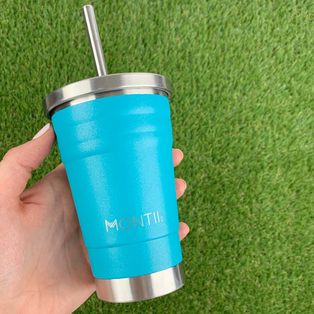 MontiiCo Mini Smoothie Cup - Glitter Aqua