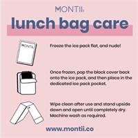 MontiiCo Insulated Large Lunch Bag and Ice Pack Coal Care Instructions