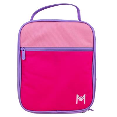 MontiiCo Insulated Large Lunch Bag and Ice Pack Colour Block Pink