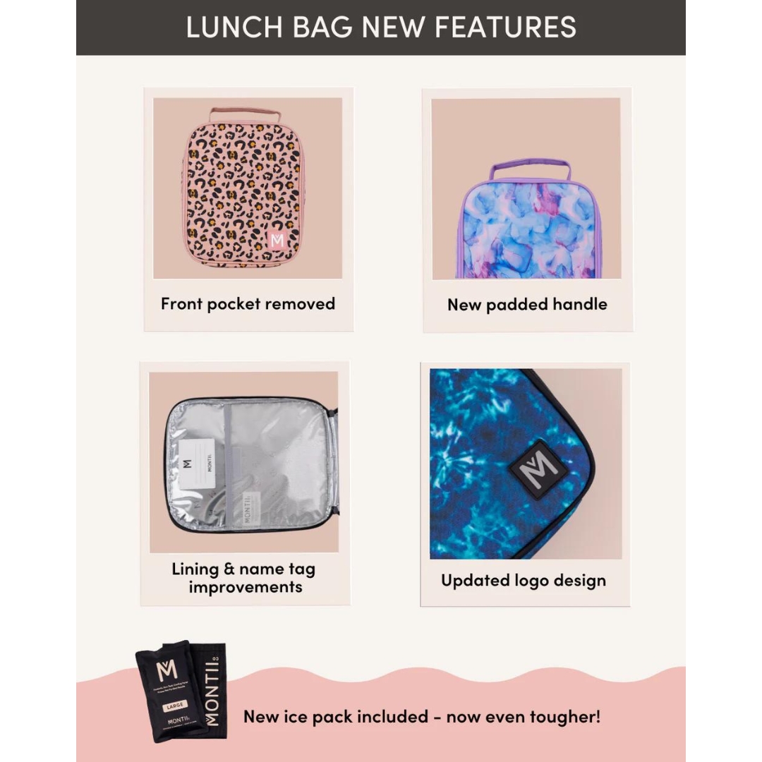 MontiiCo Insulated Large Lunch Bag and Ice Pack Sorbet Sunset