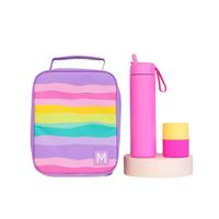 MontiiCo Insulated Large Lunch Bag and Ice Pack Sorbet Sunset