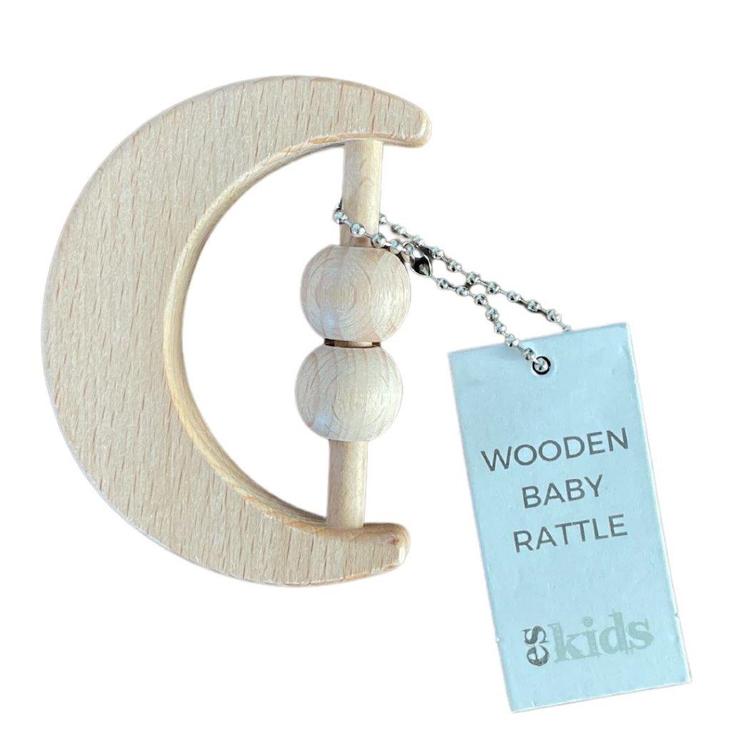 Moon Wooden Baby Rattle