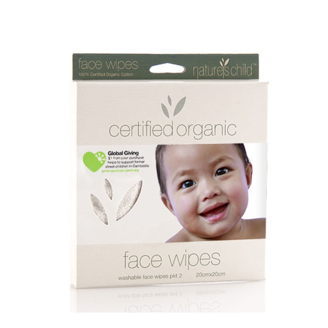 Nature's Child Certified Organic Cotton Face Wipes 2 Pack