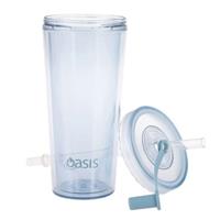 Oasis Double Wall Smoothie Tumbler with Straw 520ml Blueberry