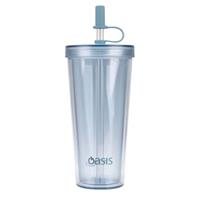 Oasis Double Wall Smoothie Tumbler with Straw 520ml Blueberry