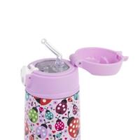 Oasis Kids Stainless Steel Double Wall Insulated Drink Bottle with Sipper (400ml) Lovely Ladybugs