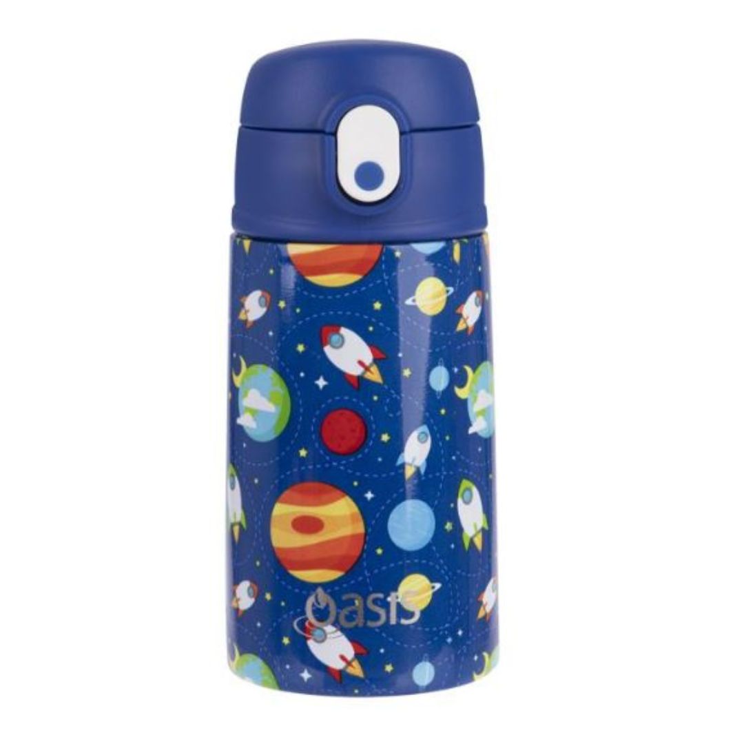 Oasis Kids Stainless Steel Double Wall Insulated Drink Bottle with Sipper (400ml) Outer Space
