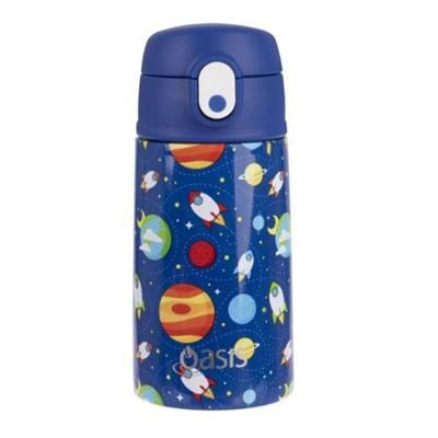 Oasis Kids Stainless Steel Double Wall Insulated Drink Bottle with Sipper (400ml) Outer Space