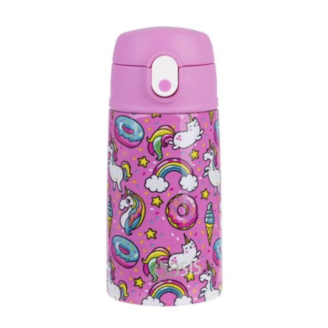 Oasis Kids Stainless Steel Double Wall Insulated Drink Bottle with Sipper (400ml) Unicorn