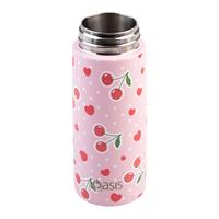Oasis Kids Stainless Steel Double Wall Insulated Drink Bottle with Sipper (550ml) Cherry Crush