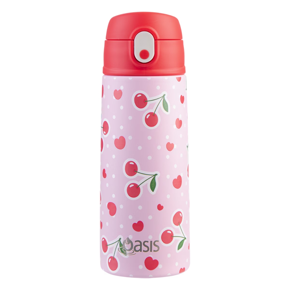 Oasis Kids Stainless Steel Double Wall Insulated Drink Bottle with Sipper (550ml) Cherry Crush