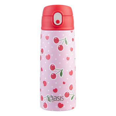 Oasis Kids Stainless Steel Double Wall Insulated Drink Bottle with Sipper (550ml) Cherry Crush
