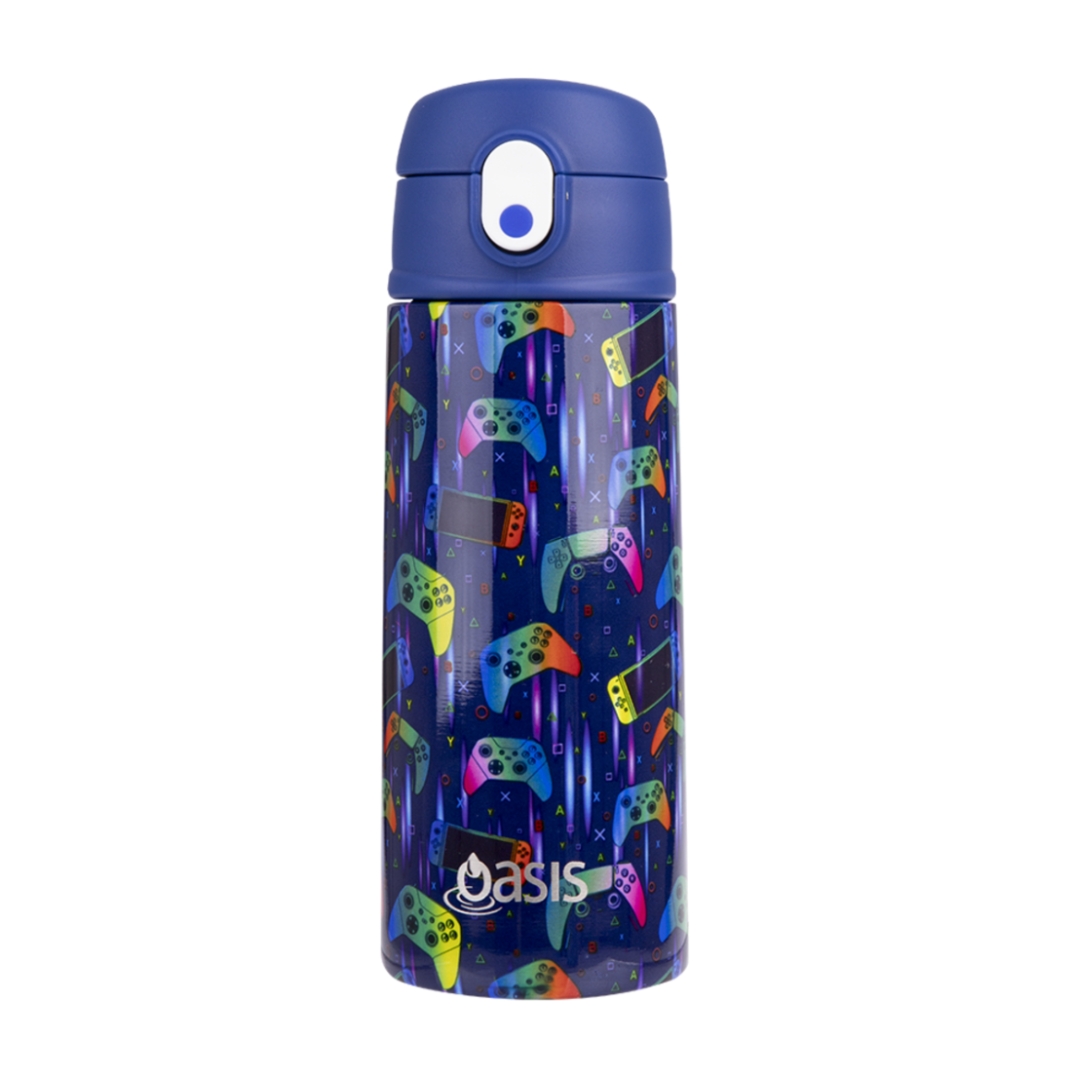 Oasis Kids Stainless Steel Double Wall Insulated Drink Bottle with Sipper (550ml) Gamer