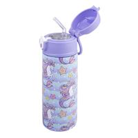 Oasis Kids Stainless Steel Double Wall Insulated Drink Bottle with Sipper (550ml) Mermaid Unicorns