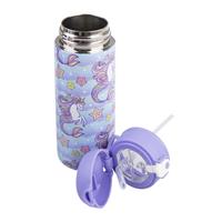 Oasis Kids Stainless Steel Double Wall Insulated Drink Bottle with Sipper (550ml) Mermaid Unicorns