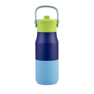 Oasis Kids Stainless Steel Double Wall Insulated JNR Drink Bottle with Sipper 400ml Peacock Blue