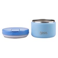 Oasis Stainless Steel Double Wall Insulated Food Flask Quick Release Lid (300ml) Blue