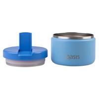 Oasis Stainless Steel Double Wall Insulated Food Flask Quick Release Lid (300ml) Blue