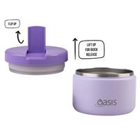 Oasis Stainless Steel Double Wall Insulated Food Flask Quick Release Lid (300ml) Lilac