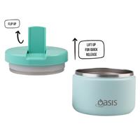 Oasis Stainless Steel Double Wall Insulated Food Flask Quick Release Lid (300ml) Mint