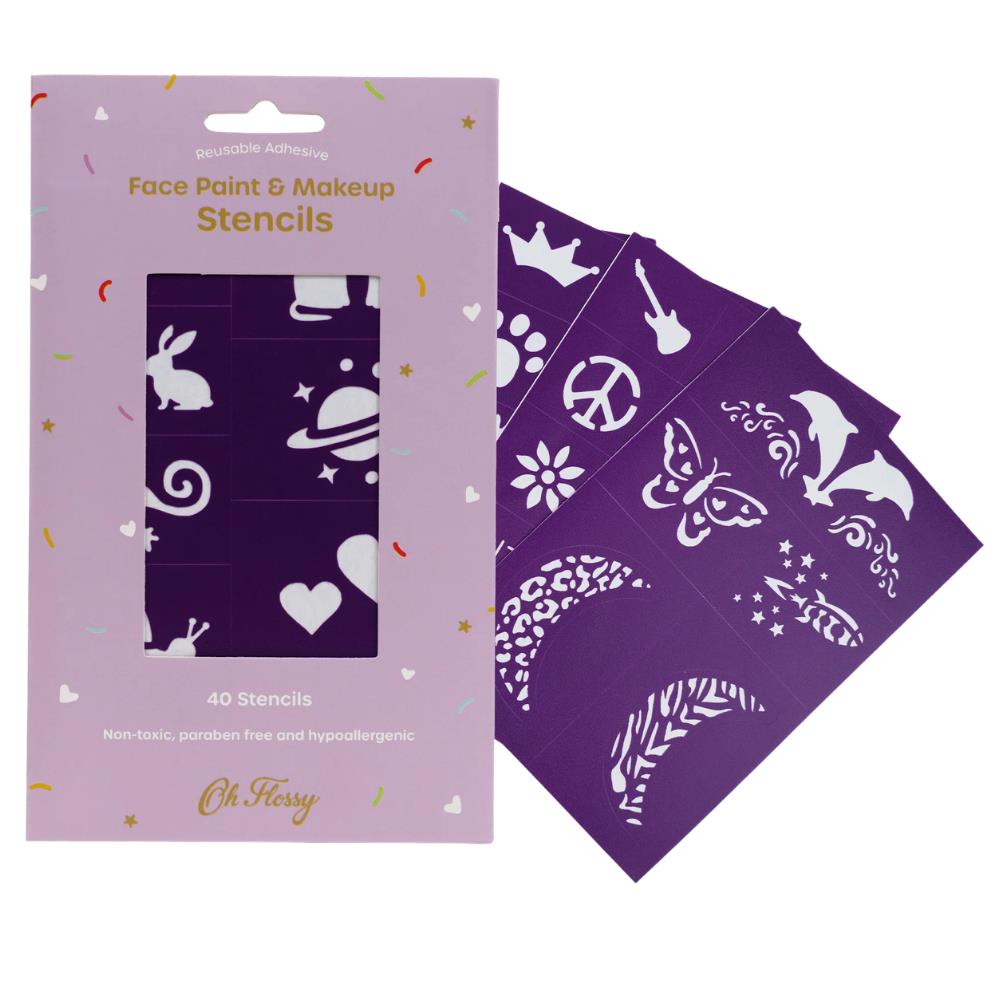 Oh Flossy Reusable Adhesive Face Paint & Makeup Stencils - Purple