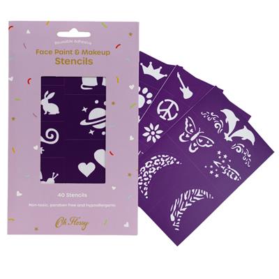 Oh Flossy Reusable Adhesive Face Paint & Makeup Stencils - Purple