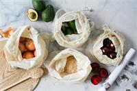 Organic Cotton Net Produce Bags set of 4 - please note this picture features 2 x net bags and 2 x muslin bags