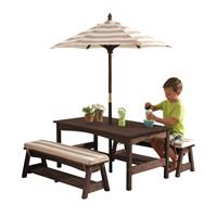 Kidkraft Outdoor Table, Bench Set with Cushions & Umbrella