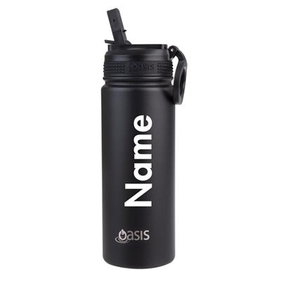 Personalised Oasis Challenger Sports Bottle with Sipper Straw (550ml) Black