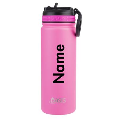 Personalised Oasis Challenger Sports Bottle with Sipper Straw (550ml) Neon Pink