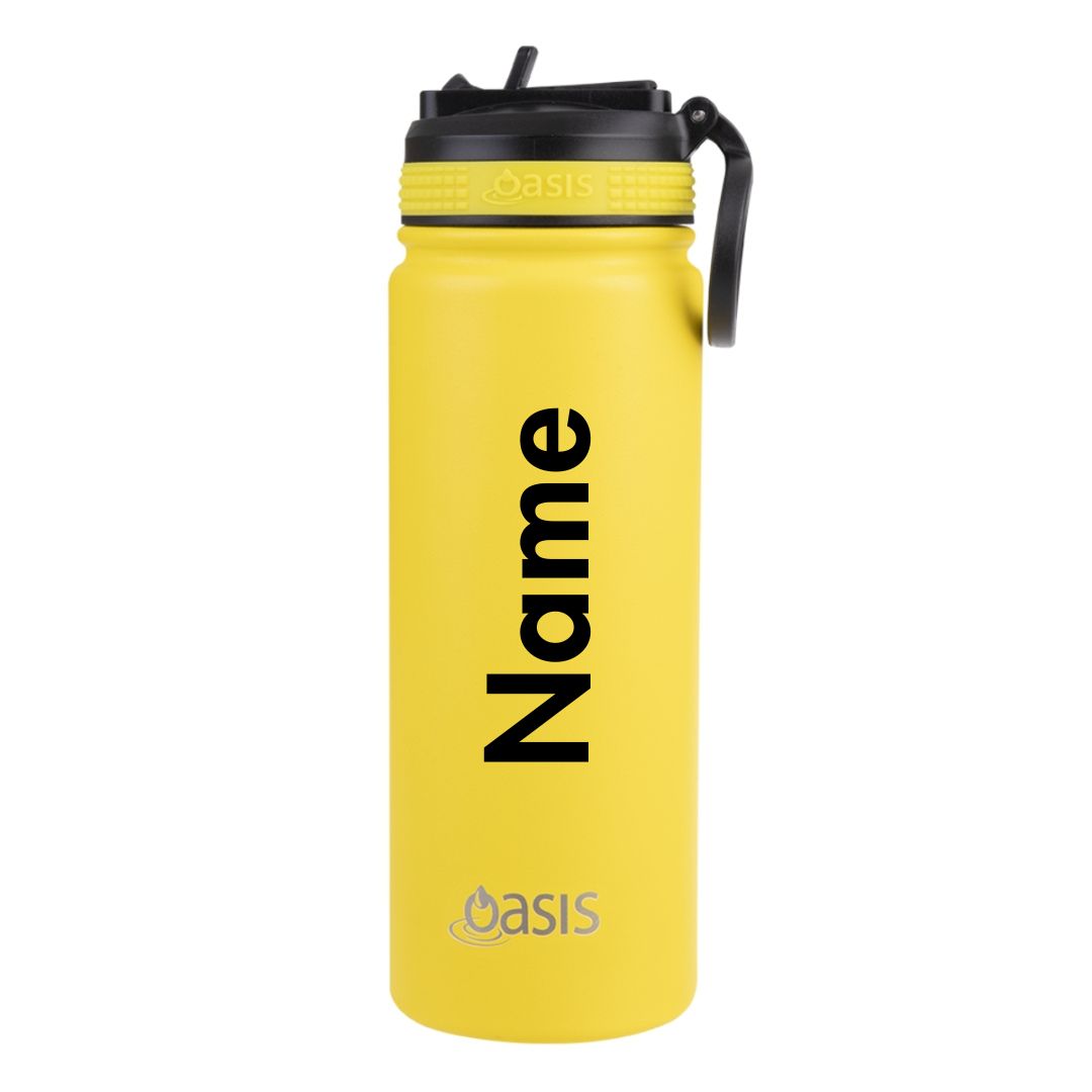 Personalised Oasis Challenger Sports Bottle with Sipper Straw (550ml) Neon Yellow