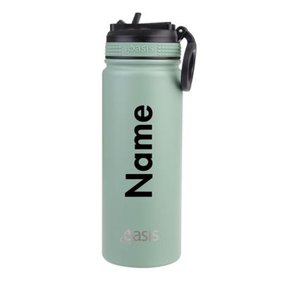 Personalised Oasis Challenger Sports Bottle with Sipper Straw (550ml) Sage Green