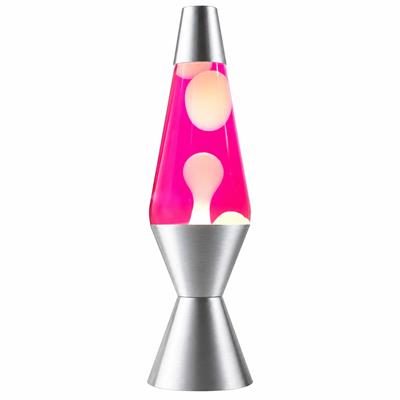 Pink and White Retro Lava Lamp with Silver Base