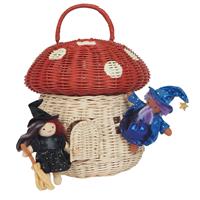 Rattan Mushroom Basket - Red