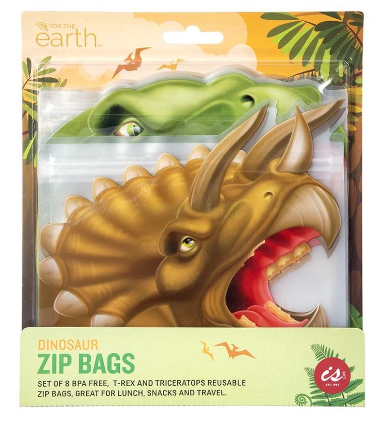 Reusable Dinosaur Zip Bag Set of 8