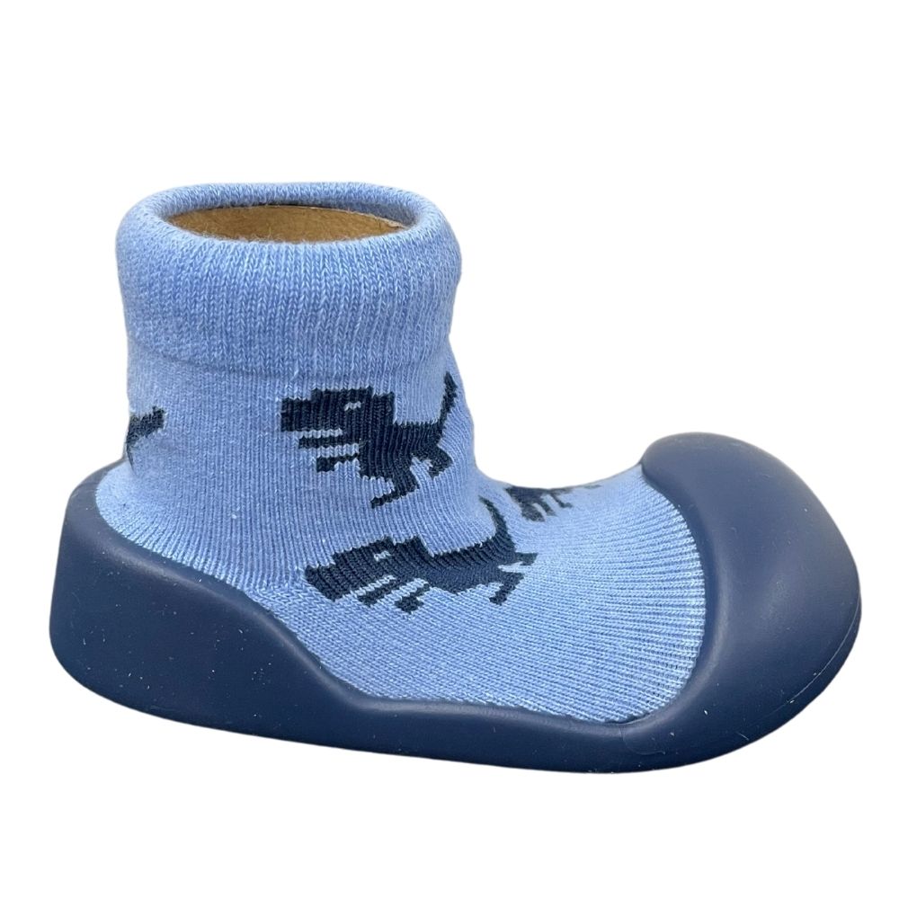 Blue Dinosaur Rubber Soled Socks