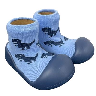 Rubber Soled socks Blue Dinosaur