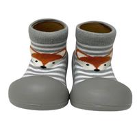 Rubber Soled socks Grey Stripe Fox