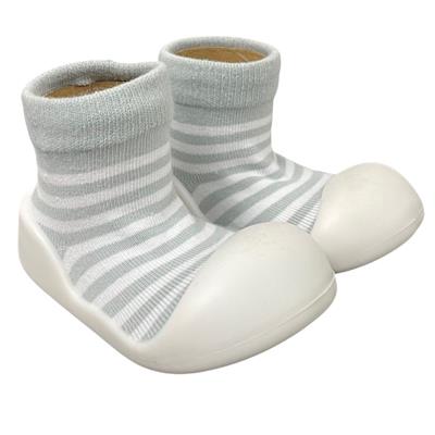 Rubber Soled socks Grey Stripe