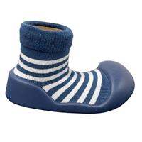 Rubber Soled Socks Navy Stripe