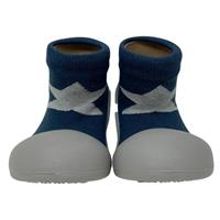 Rubber Soled socks Navy/Grey Star