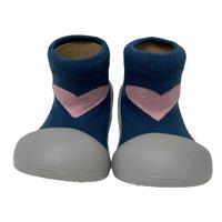 Rubber Soled socks Navy/Pink Heart