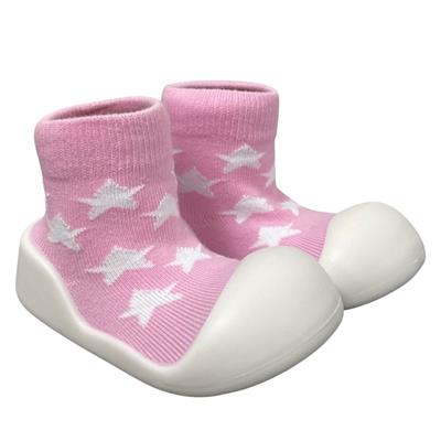 Rubber Soled socks Pink Star